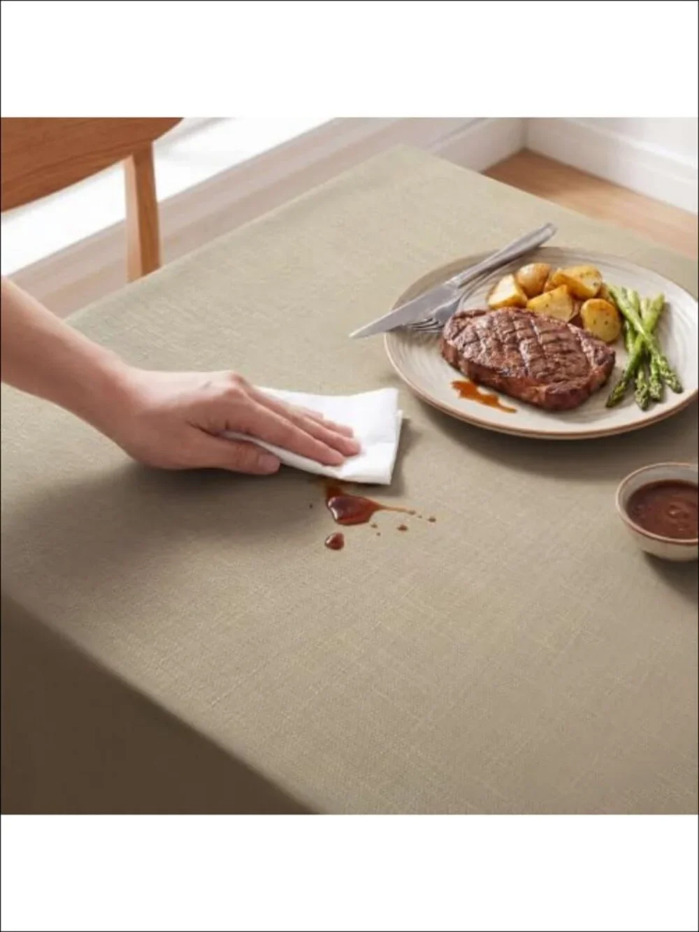 Linen Textured Tablecloth 60x120 Inch Premium Polyester Spill-Proof Waterproof